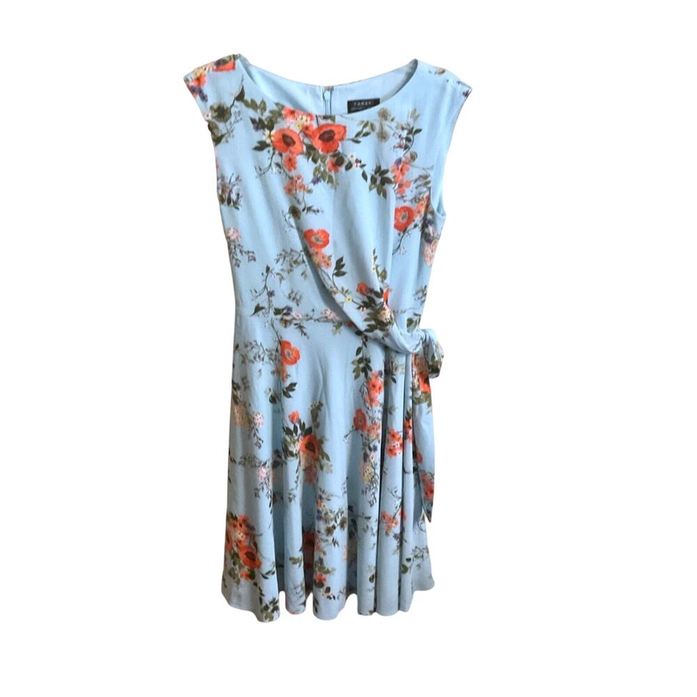 Tahari Dress Women's Size 6 Blue Floral Sheath Swing Skirt‎ Bottom Sleeveless